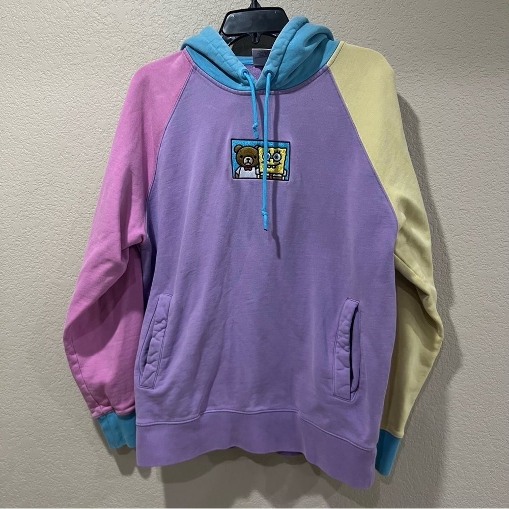 Teddy Fresh X SpongeBob SquarePants Hoodie Collab Sz L Nickelodeon Colorblock,